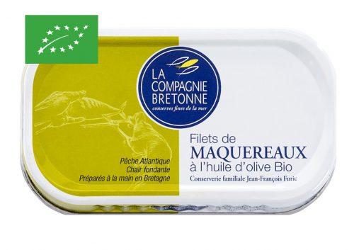 Filets de maquereaux à l'huile d'olive BIO - La Compagnie Bretonne - Bretagne - Finistère - Conserve française - Nouvelle Vague l'épicerie de la pêche à Bordeaux
