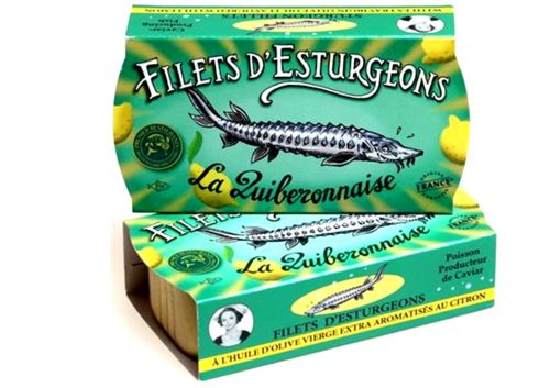 Filets d'esturgeons au citron - La Quiberonnaise - Conserves de poissons et crustacés - Bretagne - Nouvelle Vague l'épicerie de la pêche à Bordeaux - France