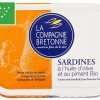 Sardines à l'huile d'olive et au piment bio - La Compagnie Bretonne du Poisson - Conserves de poissons et crustacés - Bretagne - Nouvelle Vague l'épicerie de la pêche à Bordeaux - France