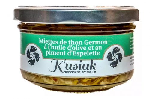 Miettes de thon Germon à l'huile d'olive et au piment d'Espelette - Kusiak - Nouvelle Vague l'épicerie fine de la pêche à Bordeaux depuis 2017